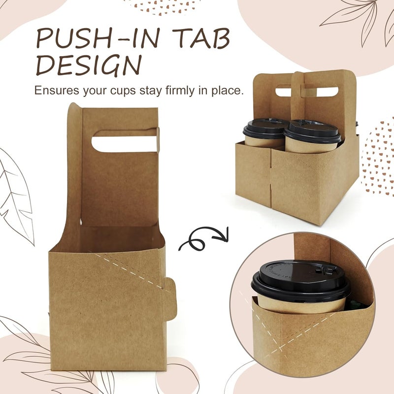 MIQQFUT 110pcs Disposable Drink Carrier with Handle 2 Or 4 Cups Cardboard Cup Holders Foldable Paperboard to Go Cup Holder for Hot Or Cold Drinks Coffee Carrier Food Delivery - Image 4